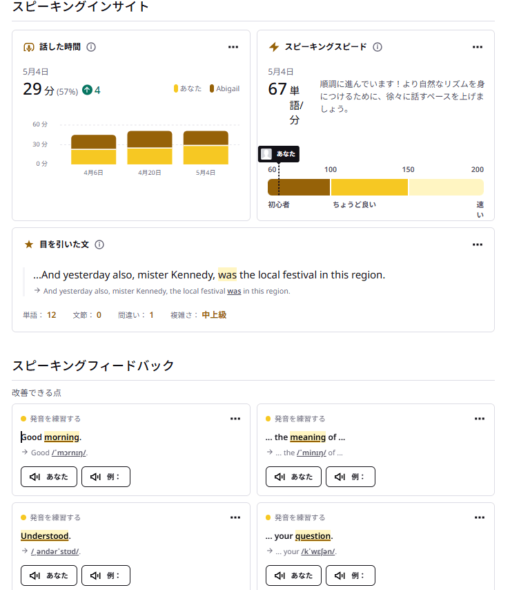 Preplyレッスンインサイト(スピーキング)のレビュー