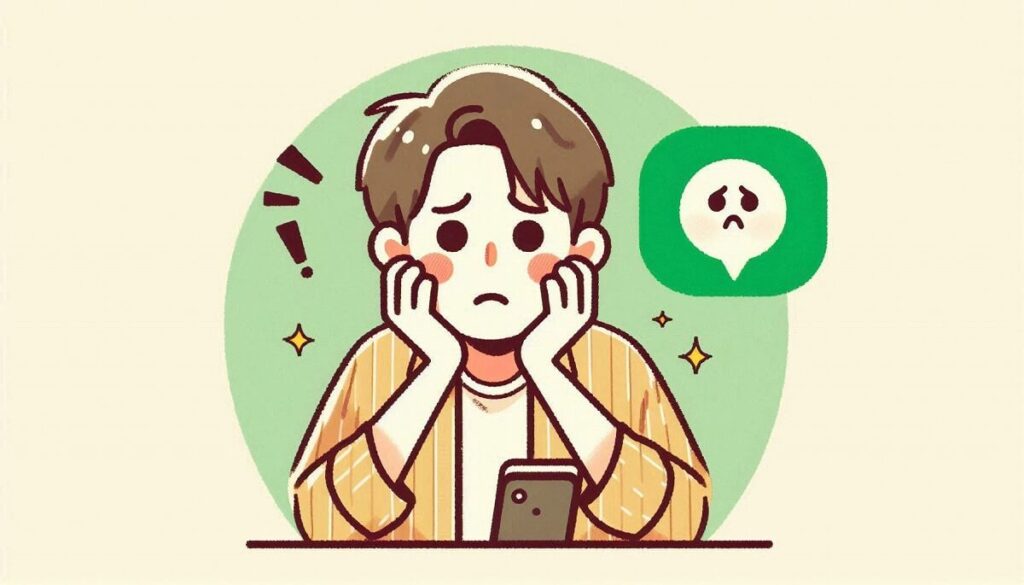 スマホでLINEが使えなくて困っている男性